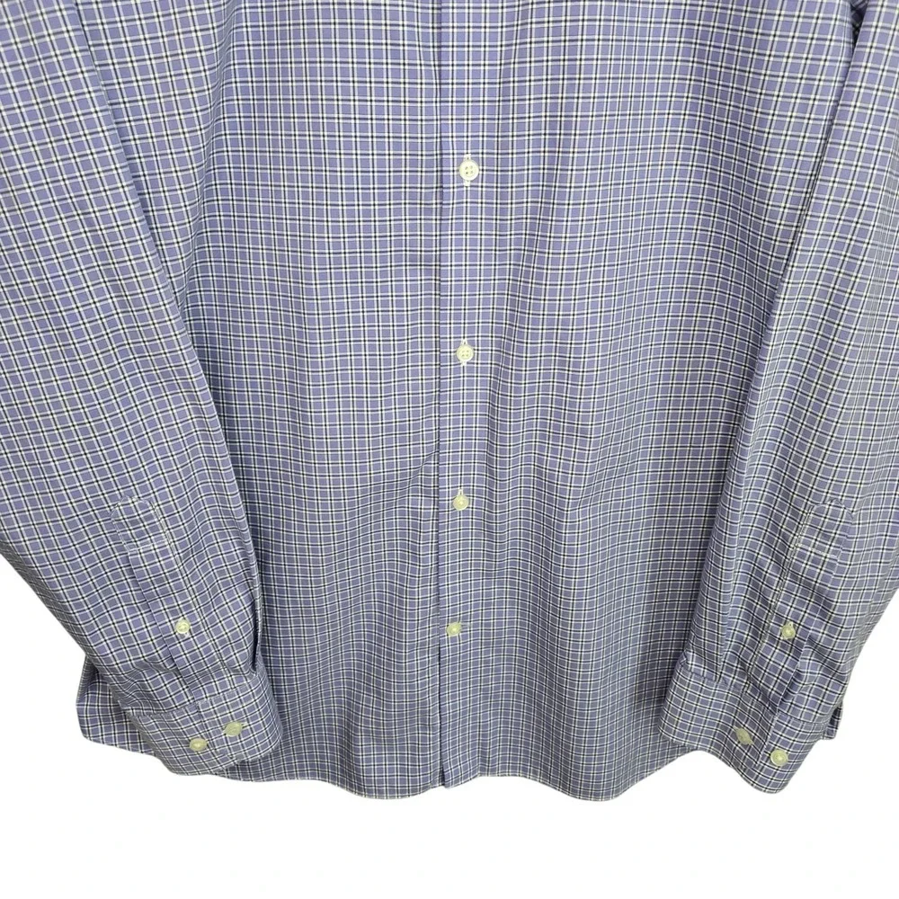 Banana Republic Dress Shirt Mens XL Lavender‎ Button Up Plaid Grant Fit Non Iron
